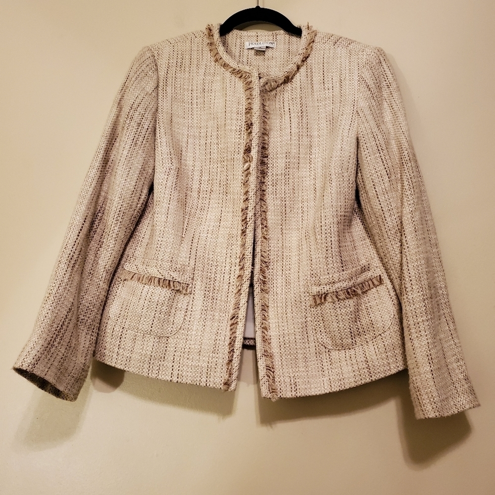 Pendleton Cream and Brown Textured Blazer